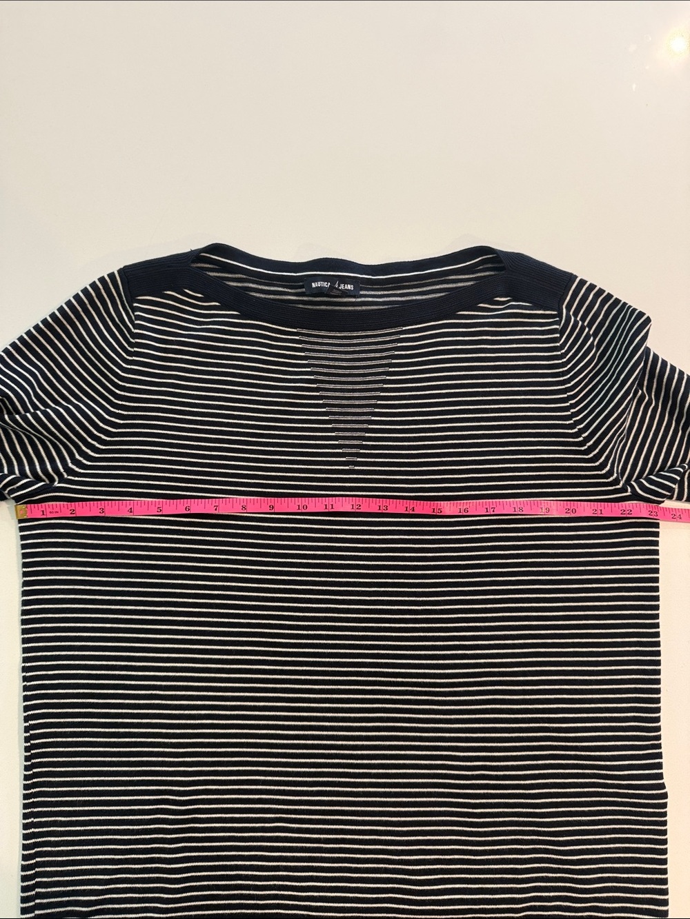 Nautica Navy and White Striped Boatneck Long-Sleeve Top. Size XL - Picture 10 of 11